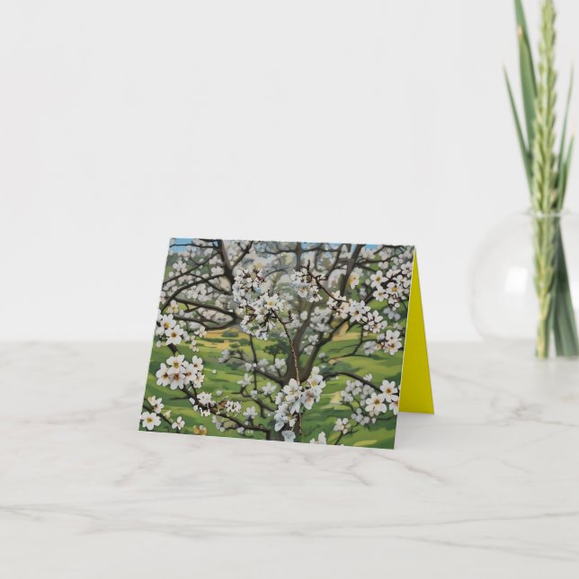 Carte de voeux pliée Arbre en fleurs (Devant)