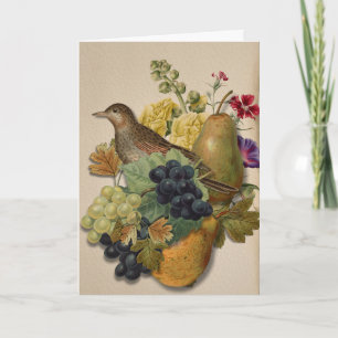Carte de vœux pliée aux fruits abondants et coloré