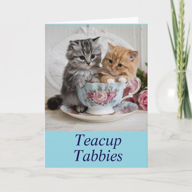 Carte de vœux pliée aux mignons chatons tigrés à l (Devant)