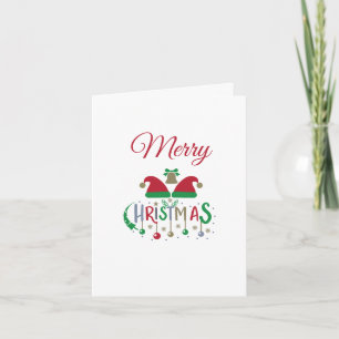 Carte de vœux pliée avec chapeaux de Père Noël pou