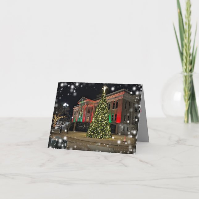 Carte de vœux pliée avec image d'arbre de Noël (Devant)