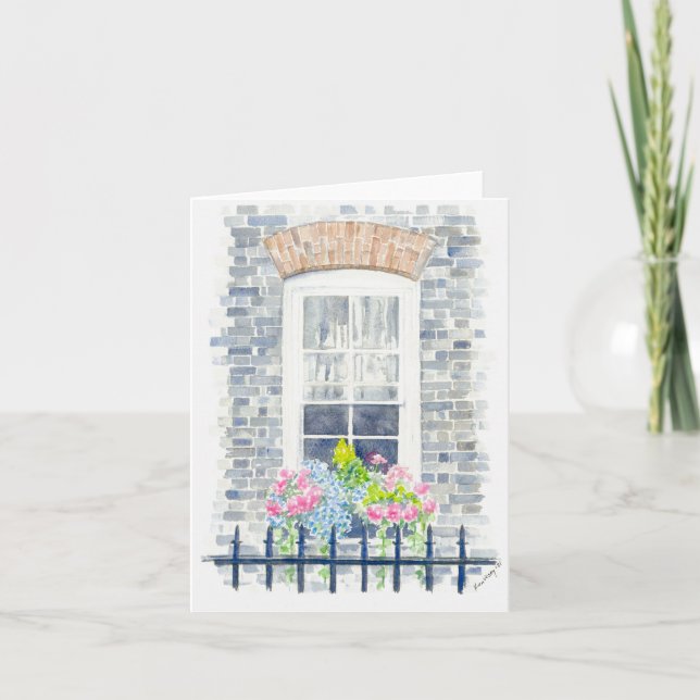 Carte de voeux pliée avec peinture à l'aquarelle (Devant)