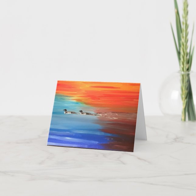 Carte de voeux pliée avec photo de Loons (Devant)