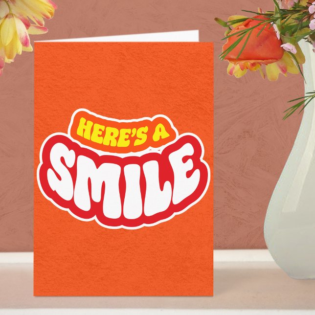Carte de vœux pliée avec un simple texte de remerc (Smile Thank You Card - Yellow)