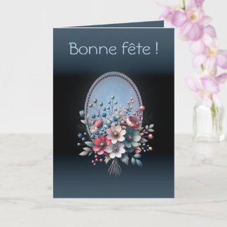 Carte de voeux pliée Azur fleuri