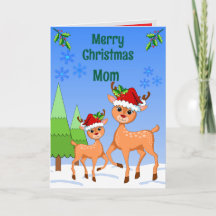 Carte de vœux pliée BambiDeer Noël
