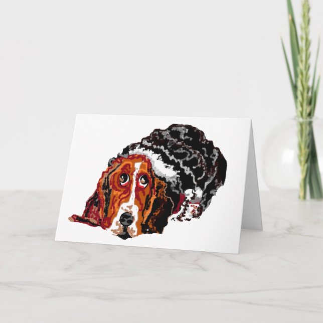 Carte de voeux pliée : BASSET HOUND CHIEN (Devant)