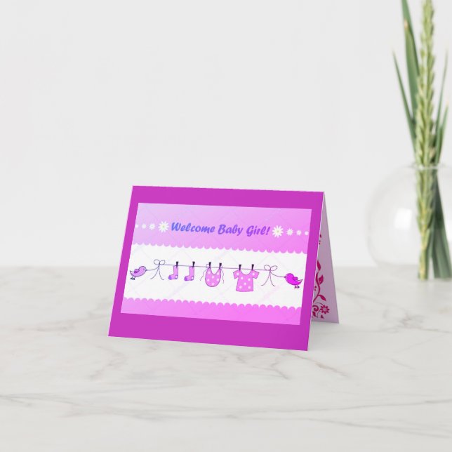 Carte de vœux pliée Bienvenue Bébé Fille (Devant)