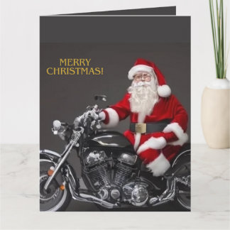 Carte de vœux pliée Biker Santa Claus