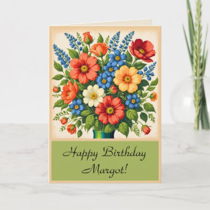 Carte de vœux pliée bouquet de fleurs de style vin