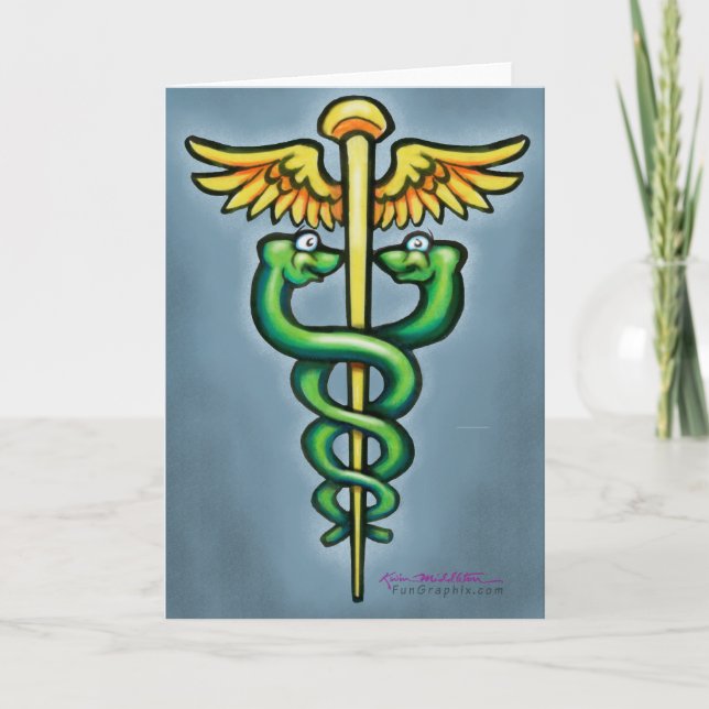 Carte de voeux pliée Caduceus (Devant)