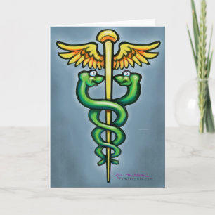 Carte de voeux pliée Caduceus