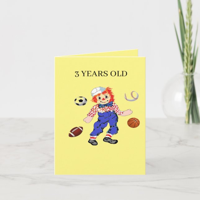 Carte de voeux pliée : Carte d'anniversaire 3 ans (Devant)