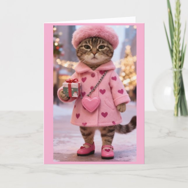 Carte de vœux pliée Chat Tigre (Devant)