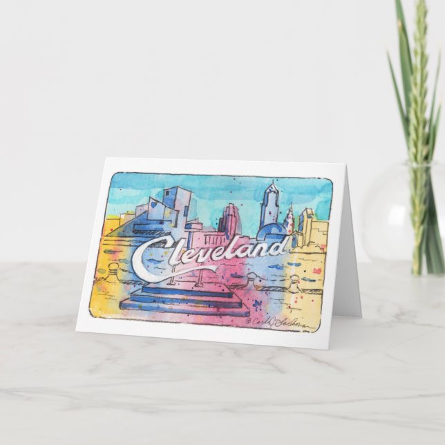Carte de voeux pliée Cleveland Sign (Devant)