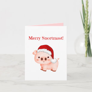 Carte de vœux pliée cochonne de Joyeux Groin Noël