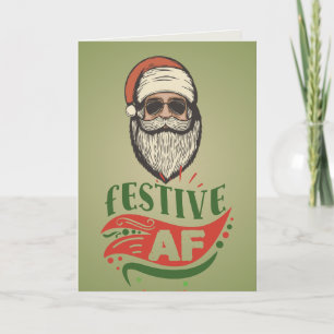 Carte de vœux pliée Cool Retro Santa personnalisée