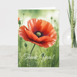 Carte de vœux pliée coquelicot rouge