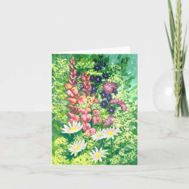 Carte de voeux pliée couleur fleurs du jardin (Devant)