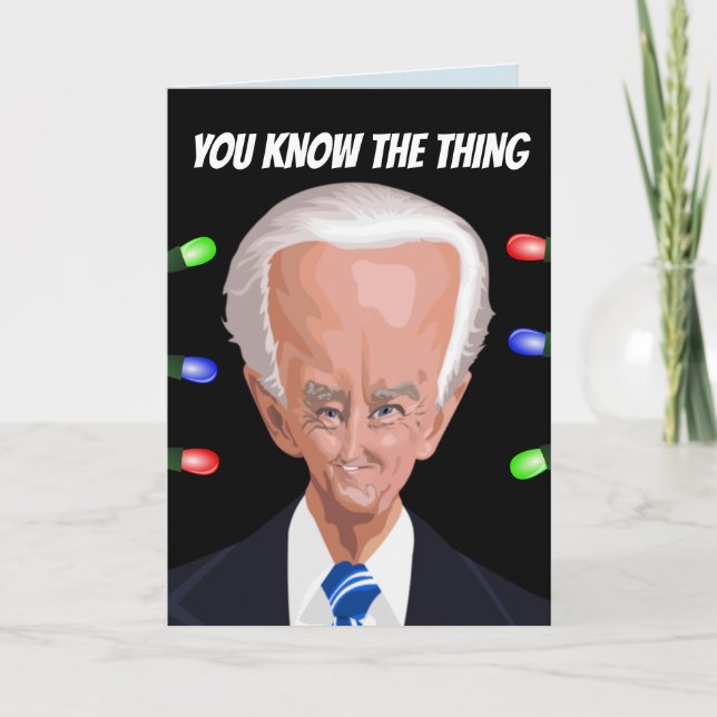 CARTE DE VŒUX PLIÉE CREEPY BIDEN LET'S GO BRANDON (Devant)