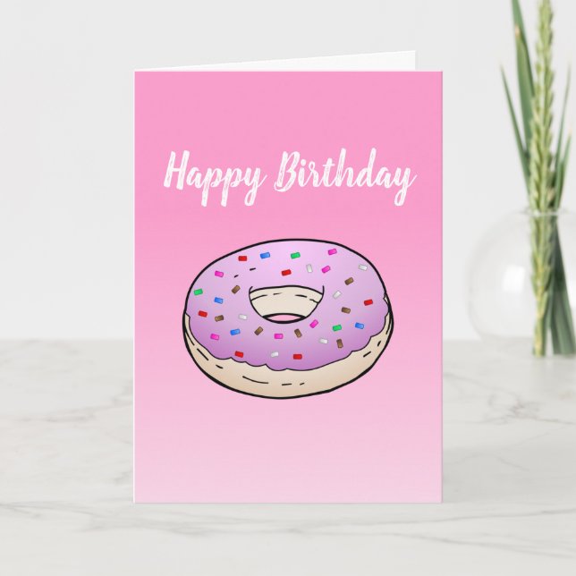 Carte de vœux pliée d'anniversaire avec beignet (Devant)