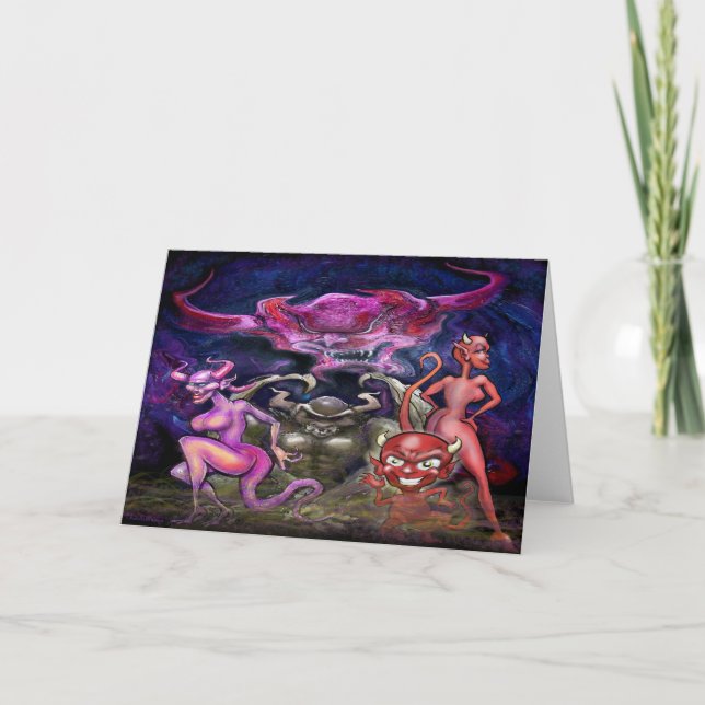 Carte de vœux pliée Danse démoniaque (Devant)