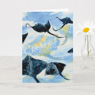 Carte de voeux pliée de ballet d'aquarelle Stingra