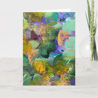 Carte de vœux pliée de champ de fleurs d'art abstr