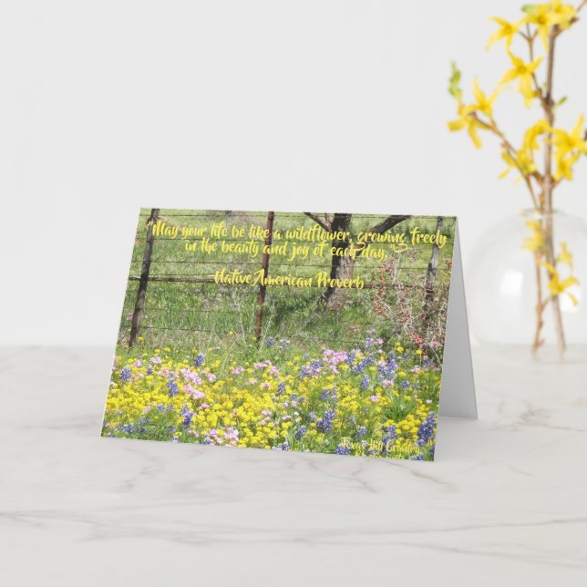 Carte de vœux pliée de conception de fleur sauvage (Fleur jaune)
