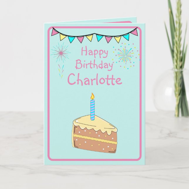 Carte de voeux pliée de gâteau d'anniversaire (Devant)