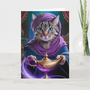 Carte de voeux pliée de Génie Tabby