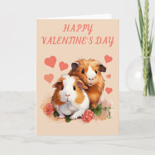 Carte de voeux pliée de Guinée Pigs Valentine's Ca
