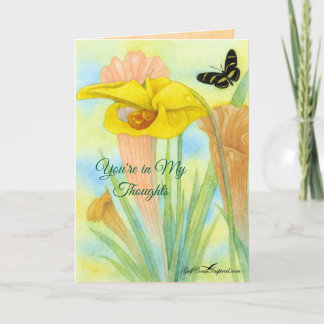 Carte de vœux pliée de la plante Pitcher aux pétal