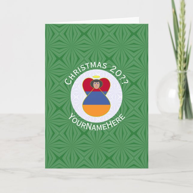Carte de vœux pliée de Noël avec ange du drapeau a (Devant)