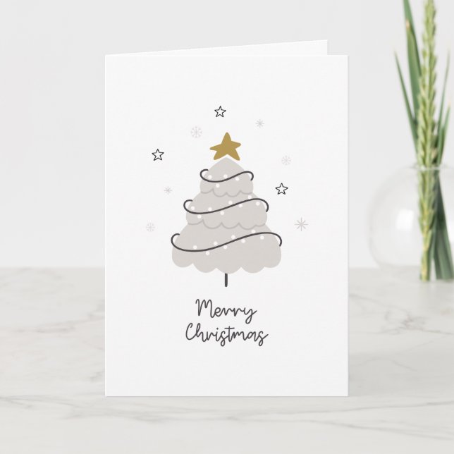 Carte de vœux pliée de Noël joyeux scandinave (Devant)
