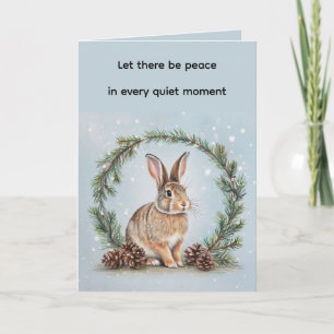 Carte de vœux pliée de Noël Lapin Paix