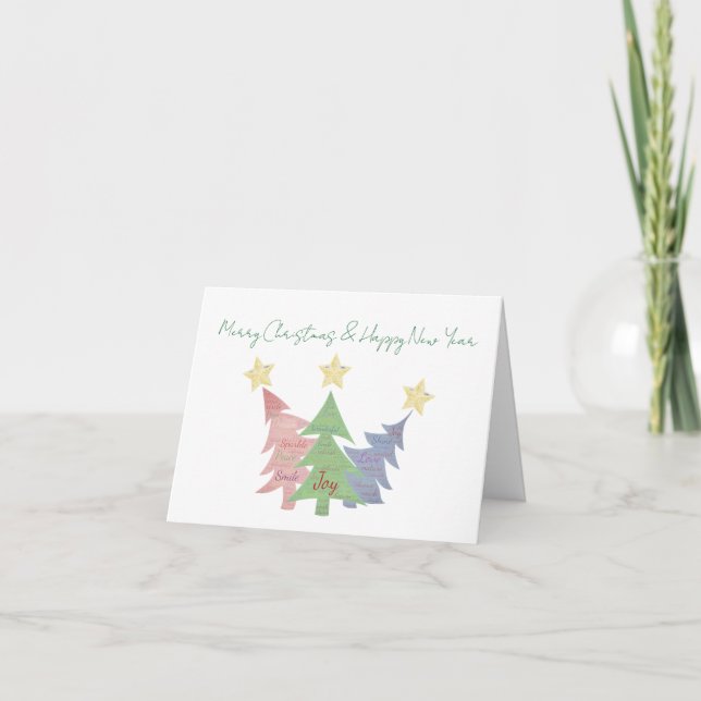 Carte de vœux pliée de Noël Mindful Word Art (Devant)