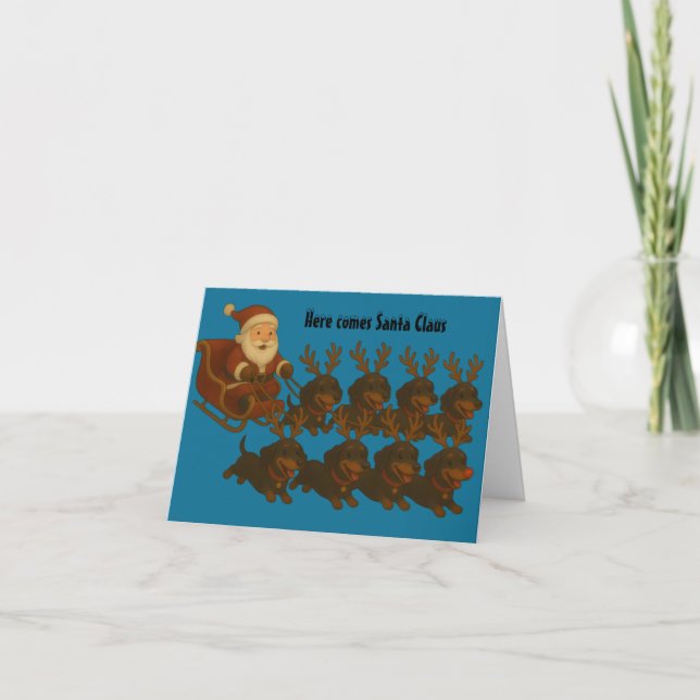Carte de vœux pliée de Noël pour teckel (Devant)
