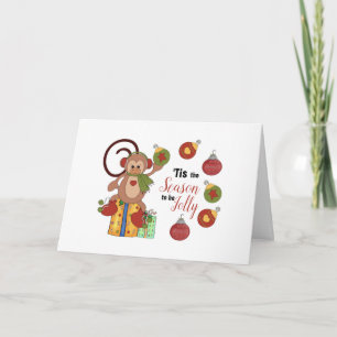 Carte de vœux pliée de Noël singe