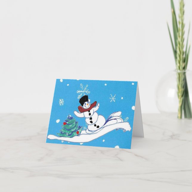 Carte de voeux pliée de Noël Snowman (Devant)