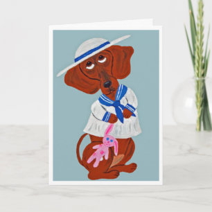 Carte de vœux pliée de Pâques pour chien saucisse 