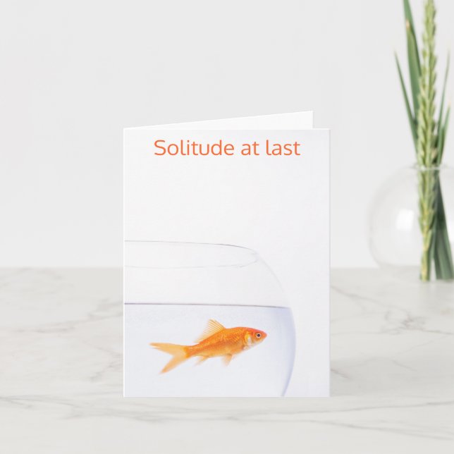 Carte de voeux pliée de poisson rouge solitaire (Devant)