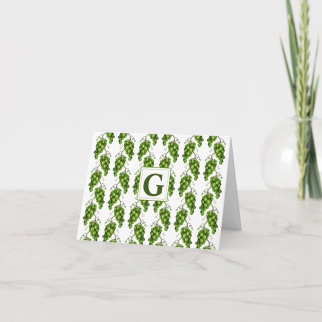 Carte de voeux pliée de raisins verts (Devant)