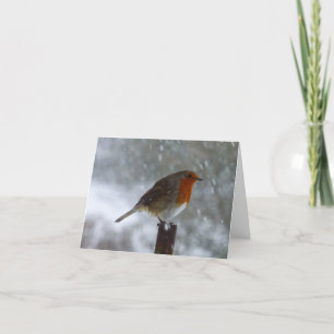 Carte de vœux pliée de Robin en hiver