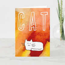 Carte de vœux pliée dessin animé chat doodle ligne