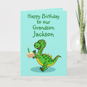 Carte de voeux pliée Dinosaur Grandson anniversair