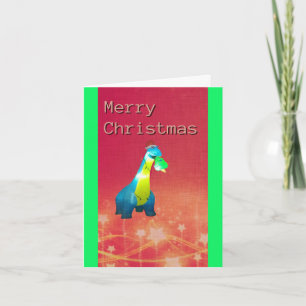 Carte de vœux pliée dinosaure de Noël