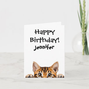 Carte de vœux pliée drôle de chat tigré tabby