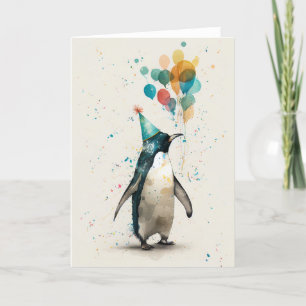 Carte de voeux pliée du Casquette de fête Penguin
