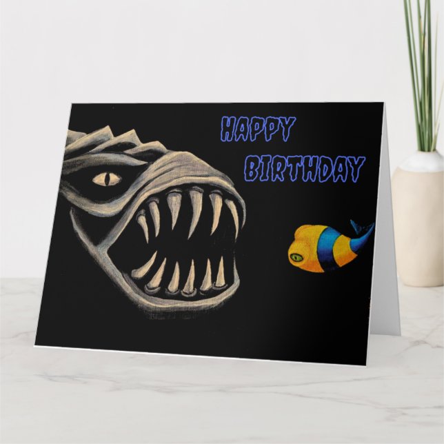 Carte de voeux pliée effrayant Joyeux Anniversaire (Devant)
